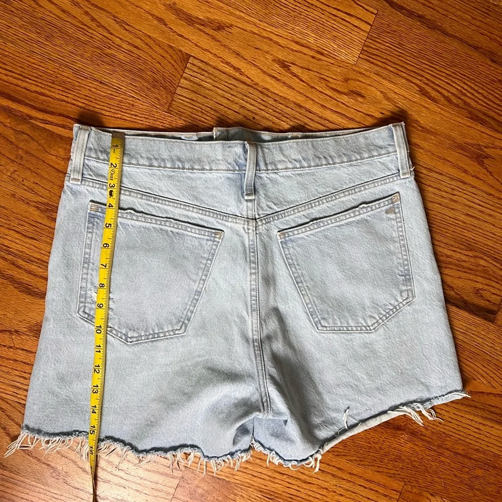 Madewell Light Blue Distressed Denim Mid Length Shorts - Picture 8 of 8